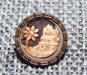 Antique Vtg Button Metal with Celluloid Inset Aprx: 9/16" #025-B - Picture 1 of 5