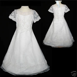 Nuevo Vestido Niña Fiesta Formal Bautizo Primera Comunión Talla 6 Vestido Blanco - Imagen 1 de 10