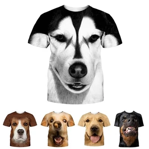 Men Loose Fit Casual Tshirt with Dog Pattern Short Sleeve O Neck Street Wear - Picture 1 of 16