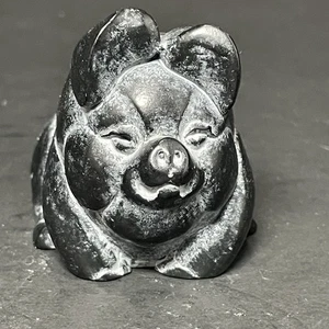 Piccolo maiale paffuto nero boho cottagecore maiale statuina Boma Canada - Foto 1 di 7