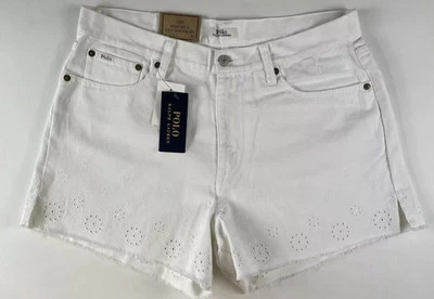 NWT Polo Ralph Lauren Sz.30 Womens The Sophia Cut off Denim Shorts White Eyelet - Image 1 of 3
