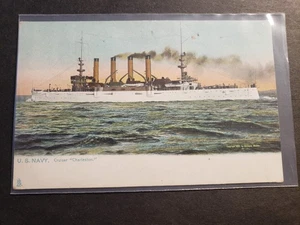 Cruiser USS CHARLESTON C-22 Naval Cover unused MULLER postcard GREAT WHITE FLEET - Picture 1 of 2