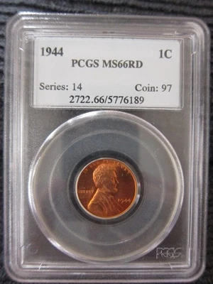 1944 PCGS Lincoln wheat Cent MS66RD Red 1c penny - Image 1 of 4