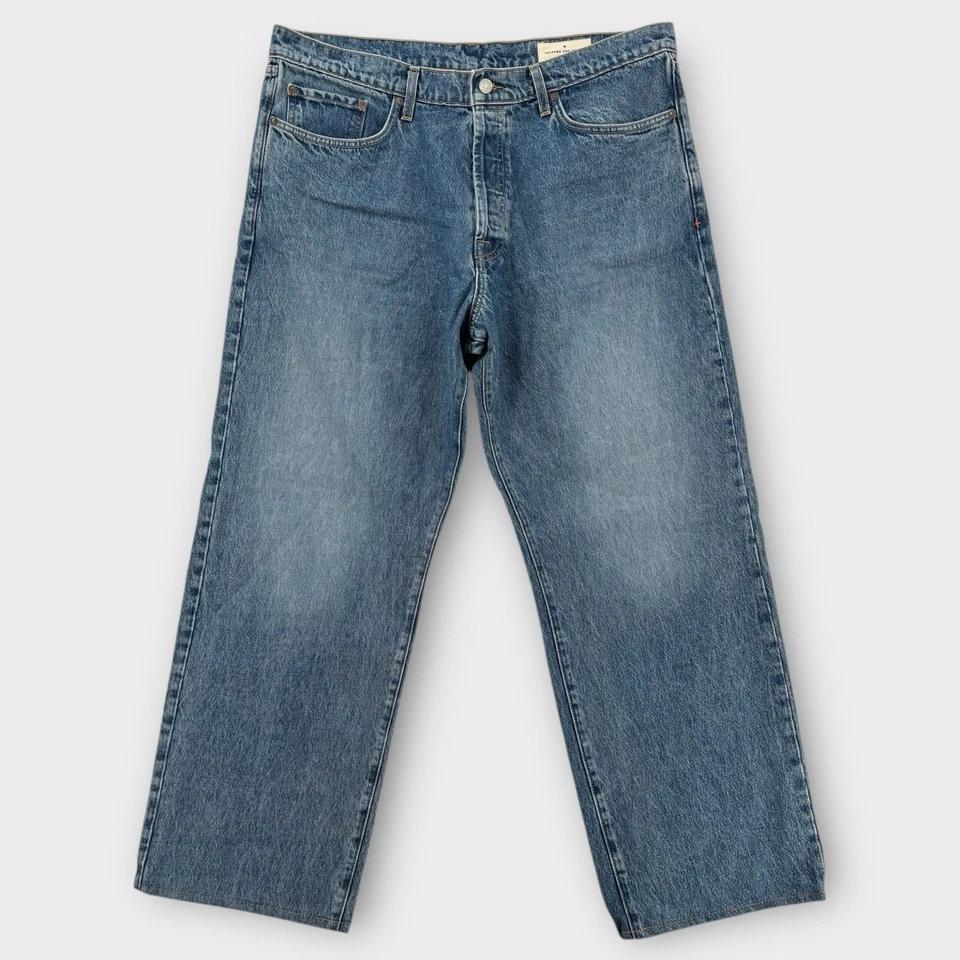 Imogene + Willie Edie Jeans Womens 33 Blue Raw Denim Made in USA 38x30 Wide Leg - Image 1 of 4