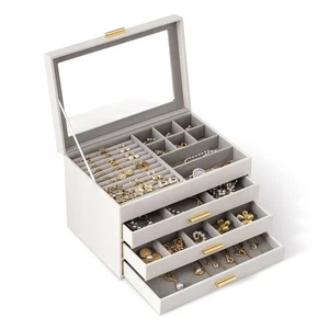 Schmuckkästchen mit klarem Deckel, 4-lagiger Schmuck Organizer, 3 Schubladen große Kapazi... - Bild 1 von 7