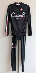Castelli Cafe L/S Cycling Kit Jersey & pants Men Medium Slim Black Road Bike EUC - Picture 1 of 18