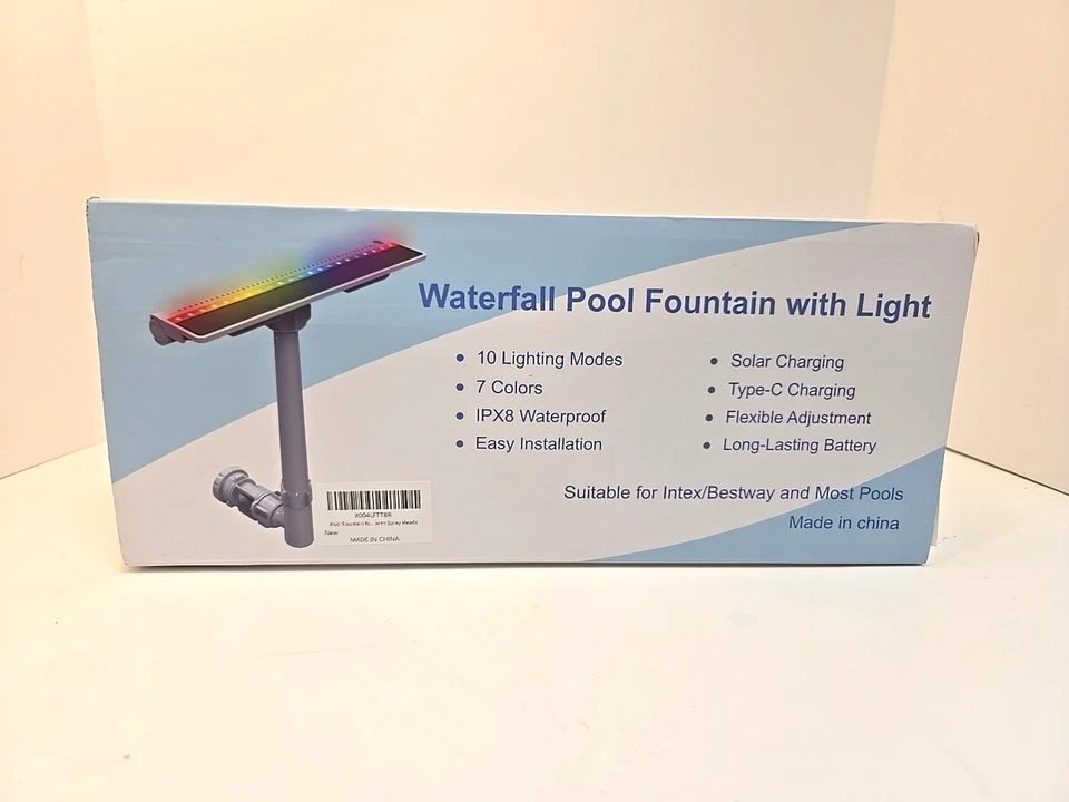 Fonte solar para piscina cachoeira com luzes 7 cores 10 modos de luz - Imagem 1 de 4