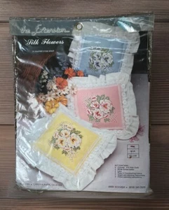 Vtg - The Extension Silk Flowers Pillow Cross Stitch Kit Silk Flowers -PINK - Picture 1 of 9