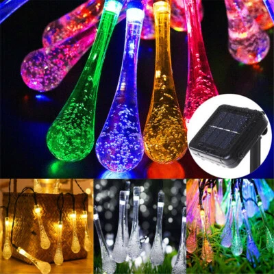 20/30/50LED Raindrop Solar Powered Fairy String Lights Outdoor Garden Party Xmas - image 1 of 4