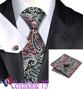 Hommes Large Cravate Plastron Mouchoir Boutons de manchette Set avec élégance