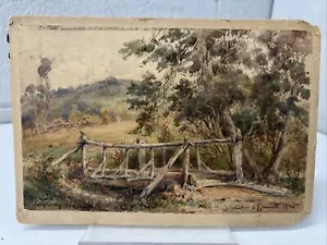 ANTIQUE ORIGINAL ARTWORK CHARLES BENNETT AUSTRALIA 1914 LONG GULLY HEALESVILLE - Picture 1 of 10
