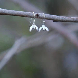Pendiente flor gota de nieve plateado - Imagen 1 de 2