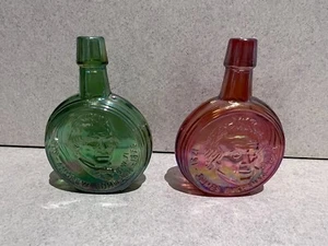 2 Wheaton Mini Glass Bitters Bottles Presidents James Buchanan & Andrew Johnson - Picture 1 of 6