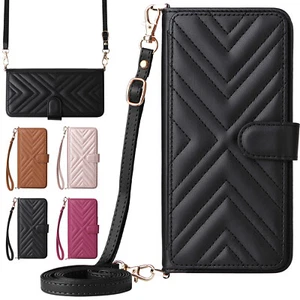 for iPhone 17 Pro Max 16e 15 14 13 12 11 Crossbody Magnetic Leather Wallet Case - Picture 1 of 47