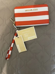 Michael Kors Red & White Nautical Wristlet Multi Function Phone Case NWT - Picture 1 of 6