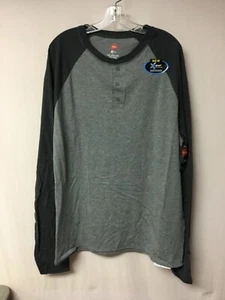 Big Men's Hanes X-Temp 3 Button Henley Raglan L/S Shirt Size 2XL Grey #115U - Picture 1 of 2