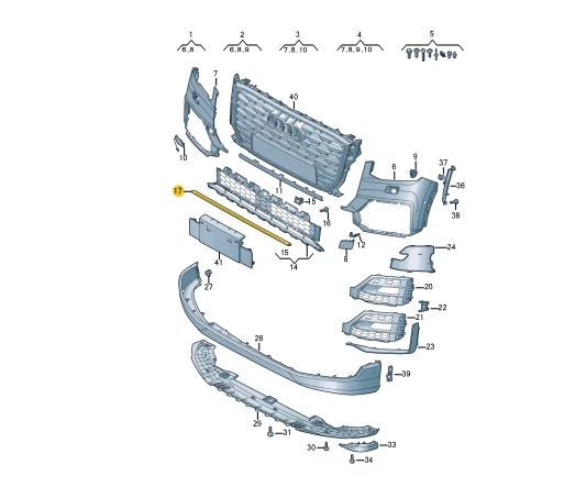NUEVO AUDI Q2 GA PARACHOQUES DELANTERO MOLDURA CENTRAL 81A853643TB2 81A-853-643-TB2 Foto 1 de 4