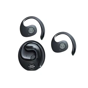 2Pcs Black Stereo Bass Headphones Bluetooth 5.3 Ear Hook Headset Earphones ww - Picture 1 of 15