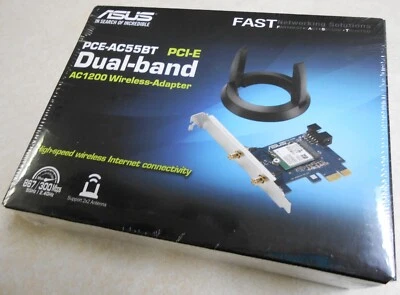 New Sealed ASUS PCE-AC55BT PCI-E Dual-Band AC1200 PC Wireless Wi-Fi Adapter - Image 1 of 3