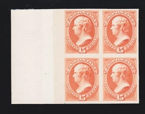 US 163P3 15c Webster India Plate Proof India block 4 on Backing Card XF SCV $250 - Picture 1 of 2