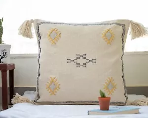 Moroccan Style Cotton Cushion Cover 20x20” | Boho Handmade Decorative Pillow - Picture 1 of 4