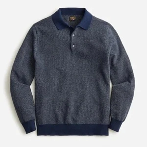 J.Crew Cashmere herringbone jacquard collared sweater Size Large - Picture 1 of 8