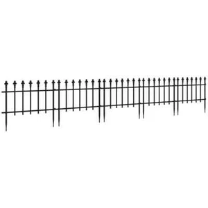 Steel Decorative Garden Fence, 5-Pack Panels, Black - Picture 1 of 8