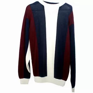 Gitano Mens M Burgundy, White and Blue Pullover Sweater SEE MEASUREMENTS FOR FIT - Picture 1 of 3