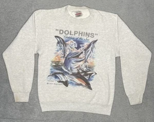 Vtg 90s Dolphins Children Of The Sea By Steven Gardener Sweatshirt Gray Adult M - Picture 1 of 14
