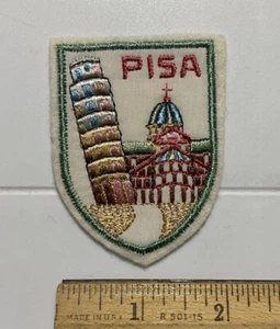Pisa Schiefer Turm Torre Pendente Italien bestickt weiß Filz Patch Abzeichen - Bild 1 von 3
