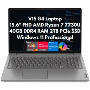 New Lenovo V15 Gen 4 15.6" FHD 8-Core Ryzen 7 7730U 40GB 2TB SSD Webcam Win11Pro - Afbeelding 1 van 10