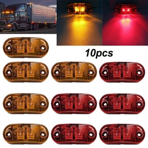 5x Red+5x Amber LED Side Marker Lights Oval Truck Trailer Clearance Light Lamp - Picture 1 of 12