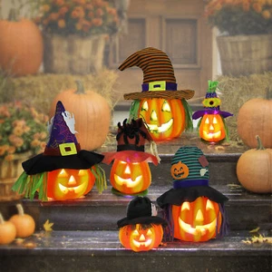 Confezione 6 Illumina Jack-o’-Lantern Decorazione Halloween con Luce LED Prop Festa - Foto 1 di 10