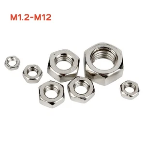 M2 M2.5 M3 M4 M5 M6 M8 M10 M12 Hex Nut Hexagonal Nuts Nickel Plated Steel DIN934 - Picture 1 of 7