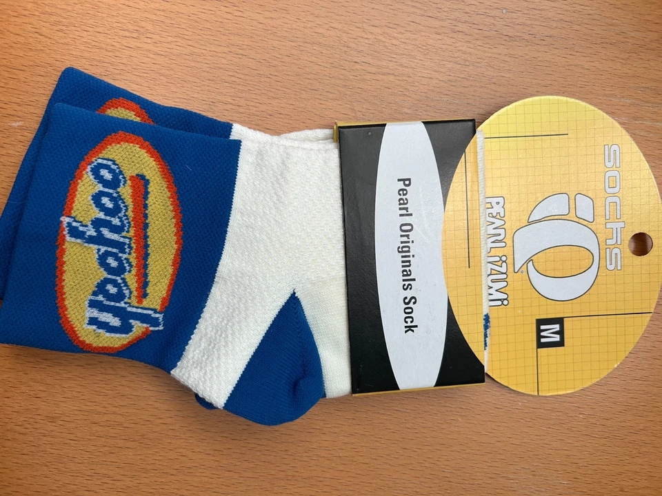 Calcetines de ciclismo Pearl iZUMi Pearl Originales Yoohoo talla para hombre mediana azul blanco amarillo Foto 1 de 2