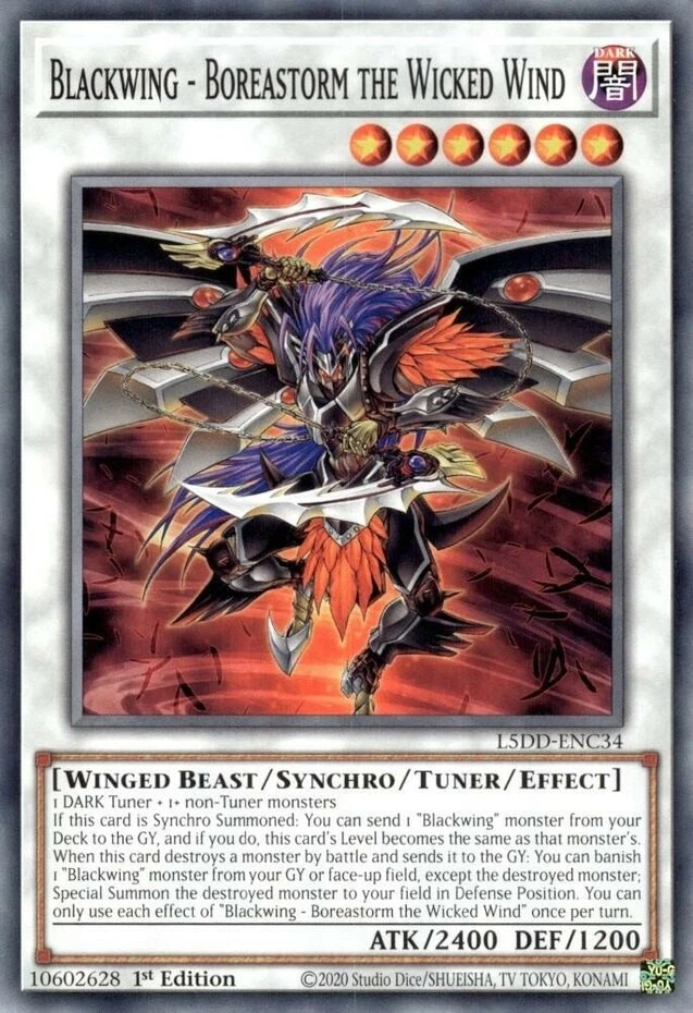 x3 Blackwing - Boreastorm the Wicked Wind - L5DD-ENC34 - Common - 1st Edition Yu - Image 1 of 1