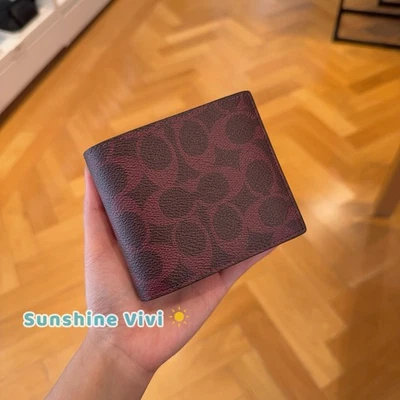 NWT Coach Men's 3-In-1 Wallet In Signature Canvas cw380 Black Currant - Image 1 of 4