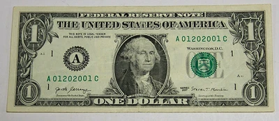 $1 FRN Birthday-Day/Anniversary Note Low Sum (6) - 2017 - A 01 20 2001  C - Image 1 of 3