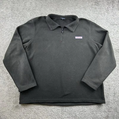 Suéter Pullover Vineyard Vines Polar 1/4 Cremallera XL Negro Jet Golf Sherpa Foto 1 de 4