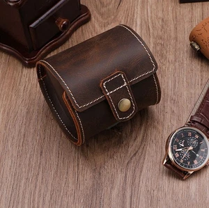 Genuine Leather Watch Roll Travel Case Single Wrist Watch Display Storage Pouch - Bild 1 von 9