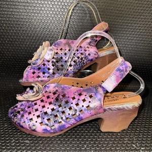 L'Artiste Spring Step Lovella Women’s Purple Tie Dye Leather Slingback Sandal 39 - Picture 1 of 8