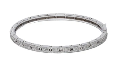 Roberto Coin Pois Mois Pave Diamond Oval Bangle in 18 Karat White Gold - Image 1 of 4