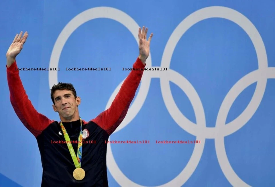 Foto de los Juegos Olímpicos 2016 5x7 Michael Phelps Oro EE. UU. Hombres Equipo de Natación Río Foto 1 de 1