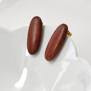 Nuevos Pendientes Madera Corazón Púrpura Costa Rica Nazareno Madera Exótica Poste Ovalado 1.2" - Imagen 1 de 8