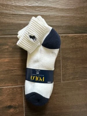 Boys White Ralph Lauren Polo Socks 3 Pairs Size 9-11 Polyester, (New) - Image 1 of 3