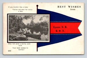 Epsom New Hampshire Penant Best Wishes Postcard