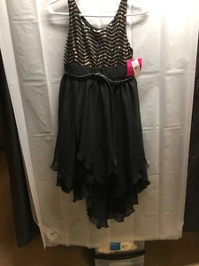 Amy Byer Sleeveless Asymmetric Hem Dress Black w/ Sequins Juniors sz 16 NWT NEW! - Picture 1 of 5