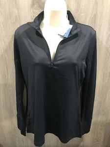 Tommy Bahama Long Sleeve Quarter Zip Mock Neck Top Women's Size S Black NWT - Picture 1 of 7