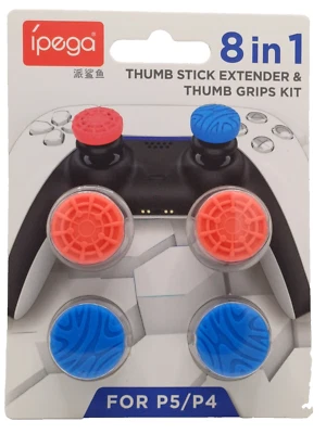 Kit 8 in 1 Copri Levette PS5 PS4 Grip Joystick Analogici Estensori Controller - Immagine 1 di 2