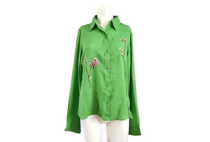 Agapo Top Size Medium Long Sleeve Button Front Embroidered NWOT - Picture 1 of 10